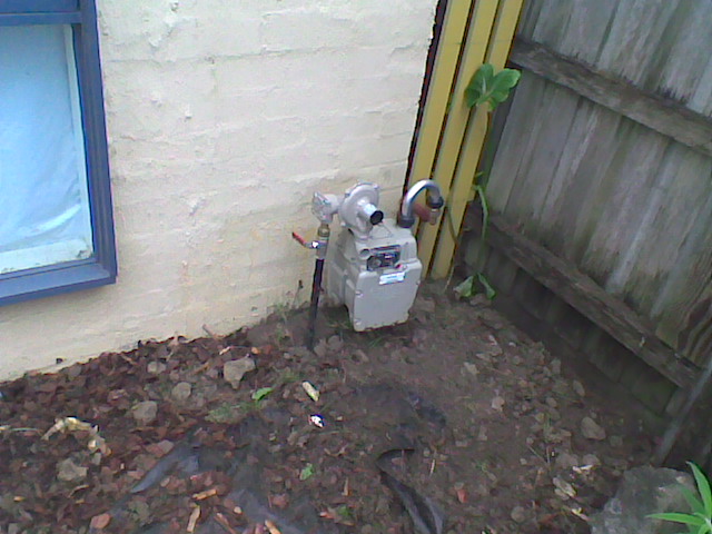 Gas meter in its new location